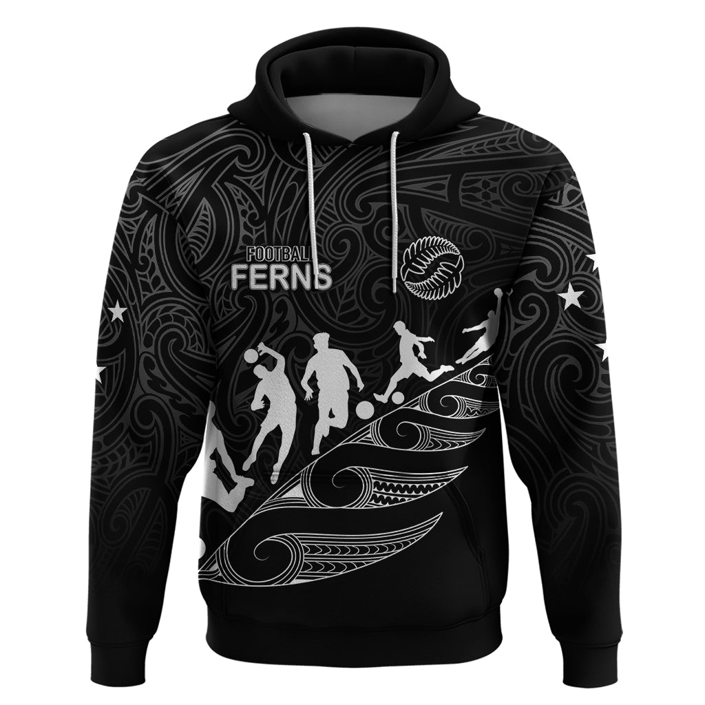 personalised-new-zealand-football-ferns-hoodie-women-world-cup-2023-tribal-koru-pattern