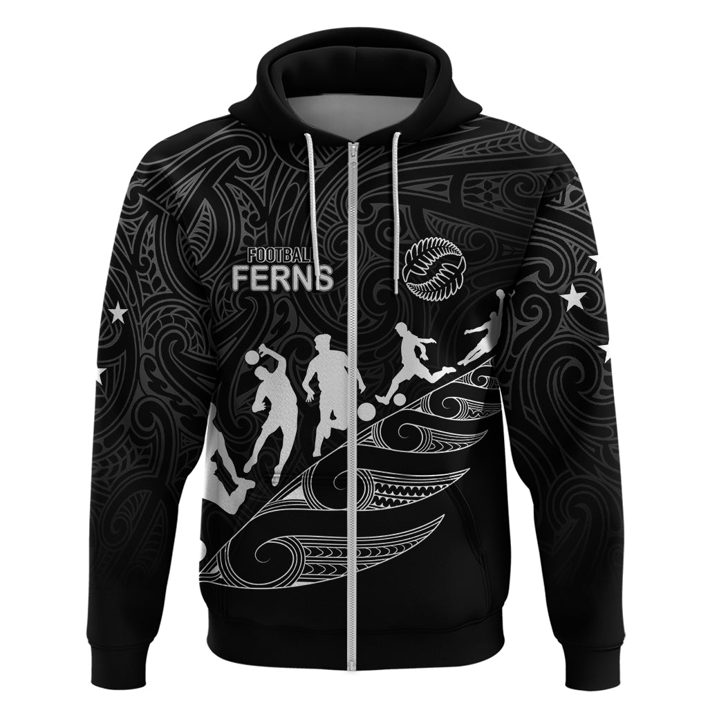 personalised-new-zealand-football-ferns-hoodie-women-world-cup-2023-tribal-koru-pattern