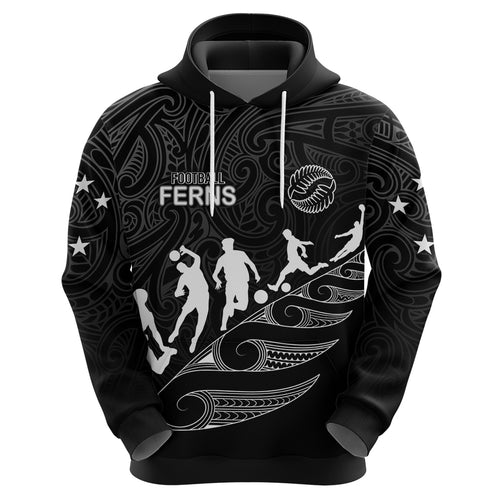 personalised-new-zealand-football-ferns-hoodie-women-world-cup-2023-tribal-koru-pattern