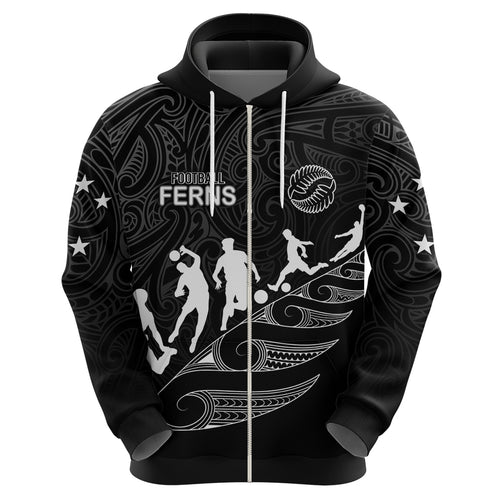 personalised-new-zealand-football-ferns-hoodie-women-world-cup-2023-tribal-koru-pattern