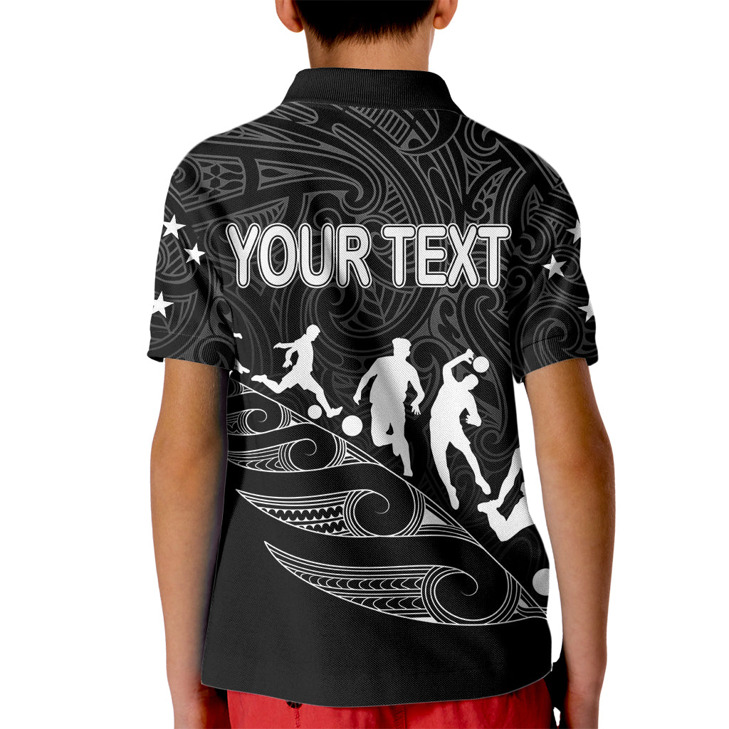 personalised-new-zealand-football-ferns-kid-polo-shirt-women-world-cup-2023-tribal-koru-pattern