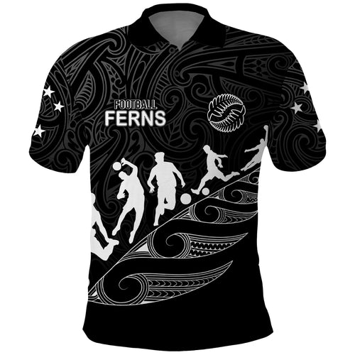 personalised-new-zealand-football-ferns-polo-shirt-women-world-cup-2023-tribal-koru-pattern