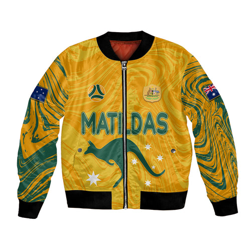 personalised-aussie-matildas-bomber-jacket-2023-women-world-cup-marble-patterns