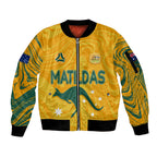 personalised-aussie-matildas-sleeve-zip-bomber-jacket-2023-women-world-cup-marble-patterns