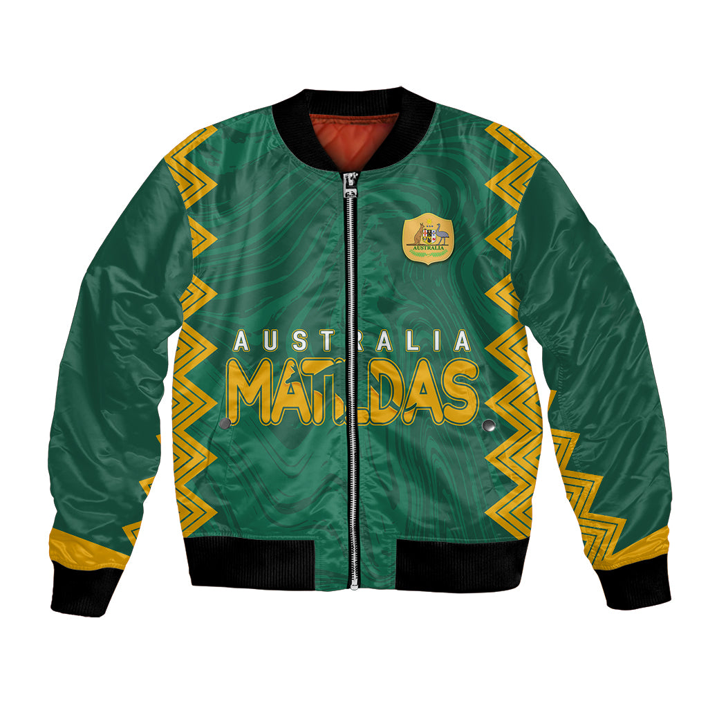 personalised-aussie-matildas-bomber-jacket-2023-women-world-cup-marble-patterns-green
