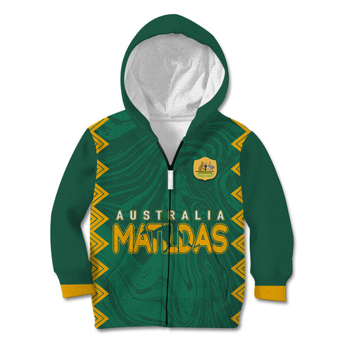 personalised-aussie-matildas-kid-hoodie-2023-women-world-cup-marble-patterns-green
