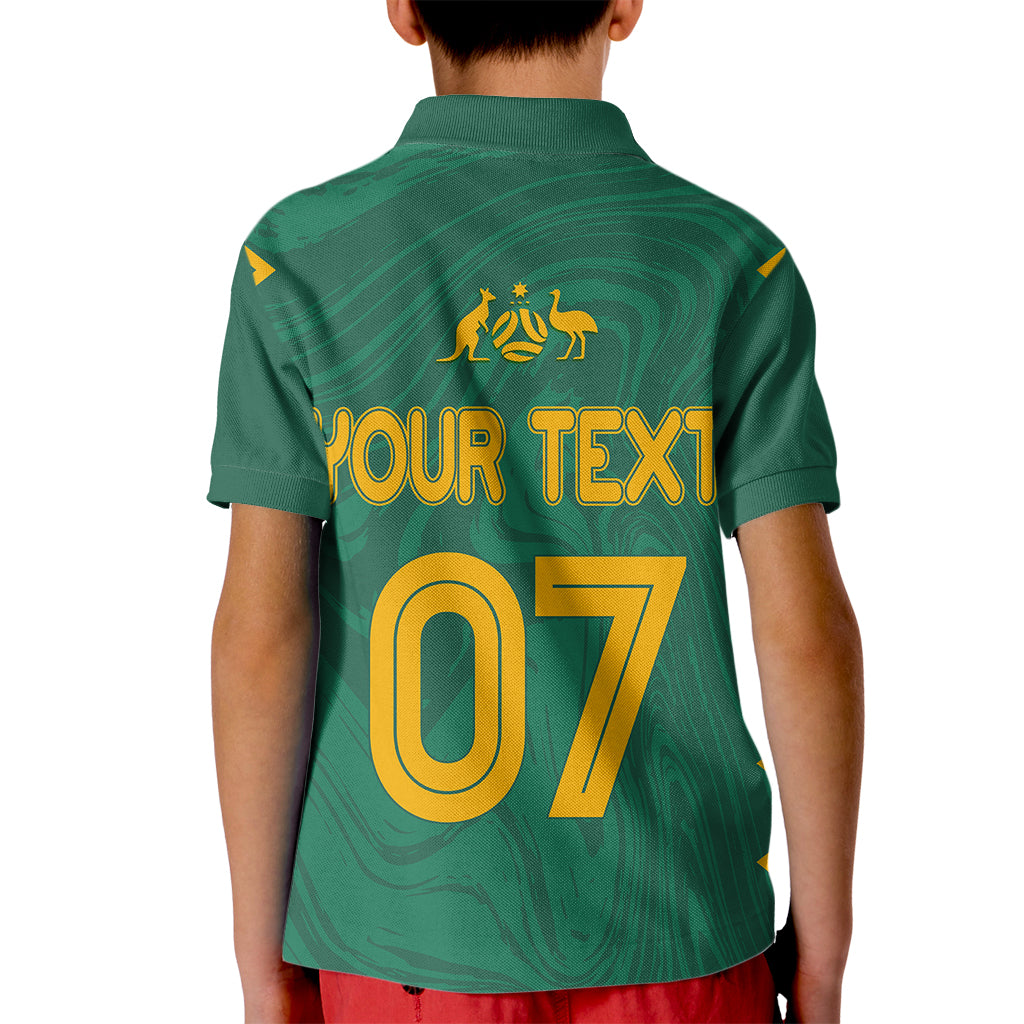 personalised-aussie-matildas-kid-polo-shirt-2023-women-world-cup-marble-patterns-green