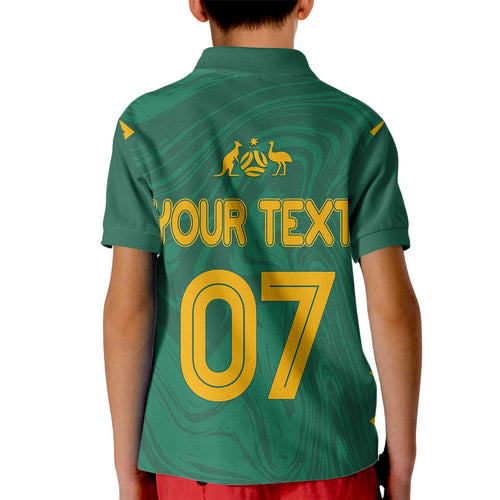 personalised-aussie-matildas-kid-polo-shirt-2023-women-world-cup-marble-patterns-green