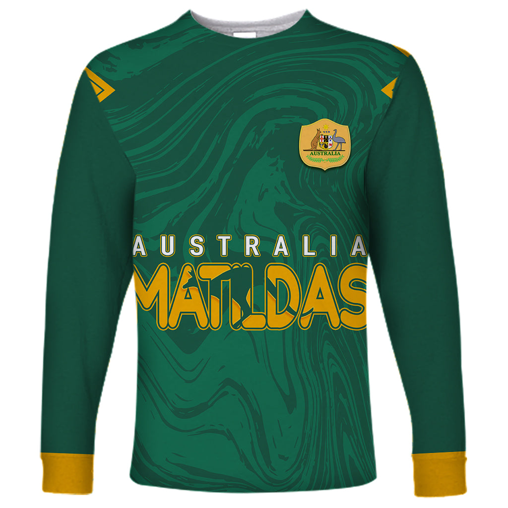 personalised-aussie-matildas-long-sleeve-shirt-2023-women-world-cup-marble-patterns-green