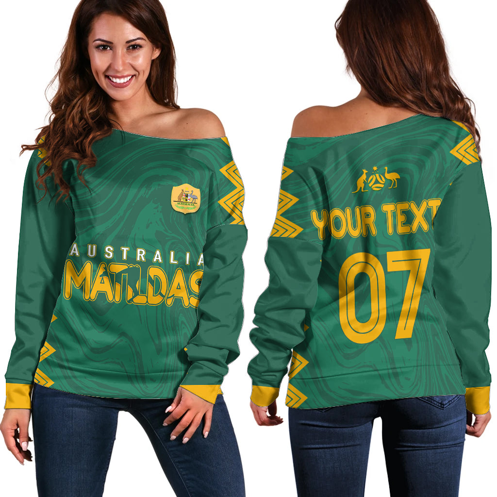 personalised-aussie-matildas-off-shoulder-sweater-2023-women-world-cup-marble-patterns-green