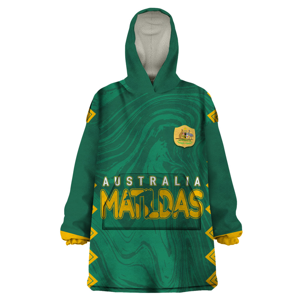 personalised-aussie-matildas-wearable-blanket-hoodie-2023-women-world-cup-marble-patterns-green