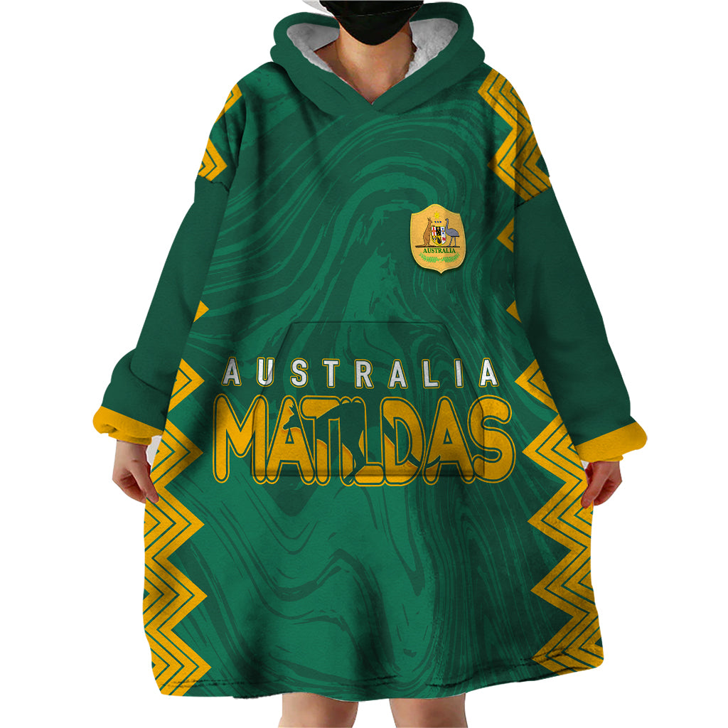 personalised-aussie-matildas-wearable-blanket-hoodie-2023-women-world-cup-marble-patterns-green