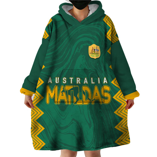 personalised-aussie-matildas-wearable-blanket-hoodie-2023-women-world-cup-marble-patterns-green
