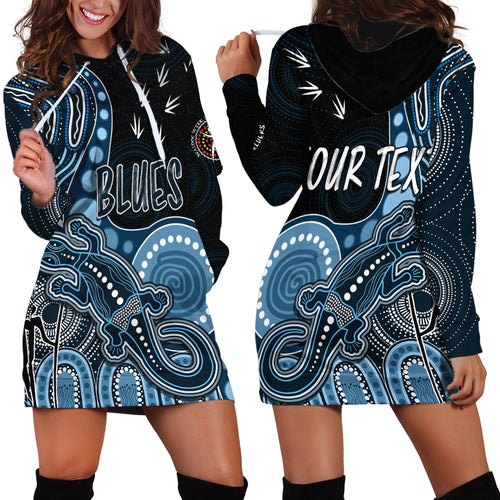 personalised-naidoc-week-2023-afl-blues-hoodie-dress-aboriginal-dot-art-lizard-mix-boomerang