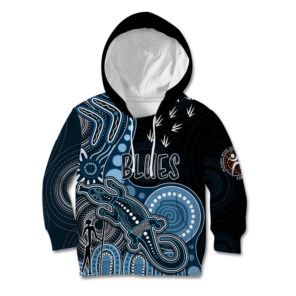 personalised-naidoc-week-2023-afl-blues-kid-hoodie-aboriginal-dot-art-lizard-mix-boomerang