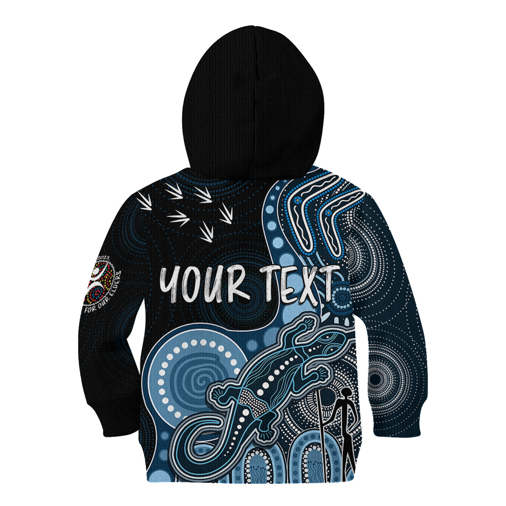 personalised-naidoc-week-2023-afl-blues-kid-hoodie-aboriginal-dot-art-lizard-mix-boomerang