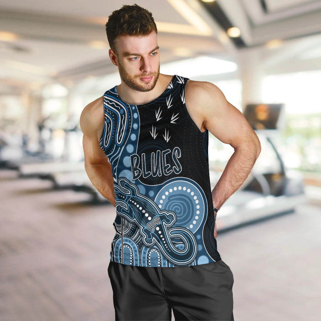personalised-naidoc-week-2023-afl-blues-men-tank-top-aboriginal-dot-art-lizard-mix-boomerang