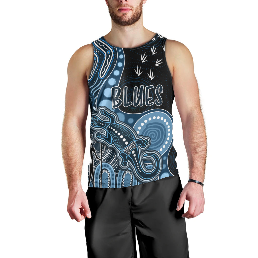 personalised-naidoc-week-2023-afl-blues-men-tank-top-aboriginal-dot-art-lizard-mix-boomerang