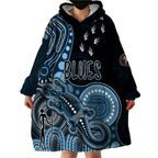 personalised-naidoc-week-2023-afl-blues-wearable-blanket-hoodie-aboriginal-dot-art-lizard-mix-boomerang