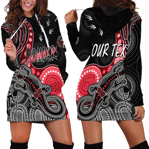 personalised-naidoc-week-2023-afl-bombers-hoodie-dress-aboriginal-dot-art-lizard-mix-boomerang