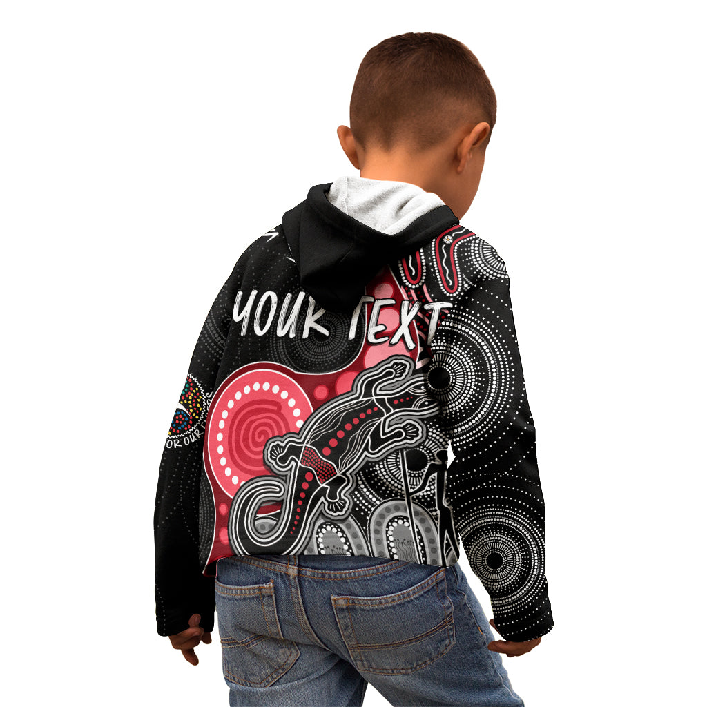 personalised-naidoc-week-2023-afl-bombers-kid-hoodie-aboriginal-dot-art-lizard-mix-boomerang