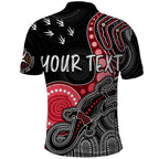 personalised-naidoc-week-2023-afl-bombers-polo-shirt-aboriginal-dot-art-lizard-mix-boomerang