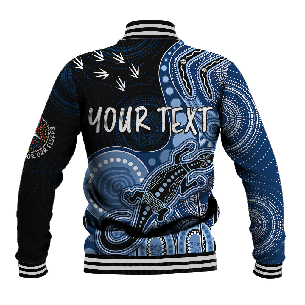 personalised-naidoc-week-2023-afl-cats-baseball-jacket-aboriginal-dot-art-lizard-mix-boomerang