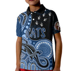personalised-naidoc-week-2023-afl-cats-kid-polo-shirt-aboriginal-dot-art-lizard-mix-boomerang