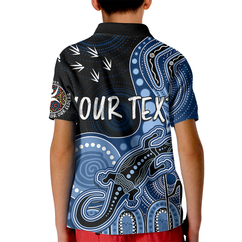 personalised-naidoc-week-2023-afl-cats-kid-polo-shirt-aboriginal-dot-art-lizard-mix-boomerang
