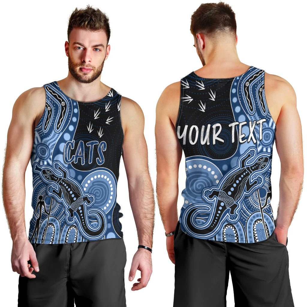 personalised-naidoc-week-2023-afl-cats-men-tank-top-aboriginal-dot-art-lizard-mix-boomerang