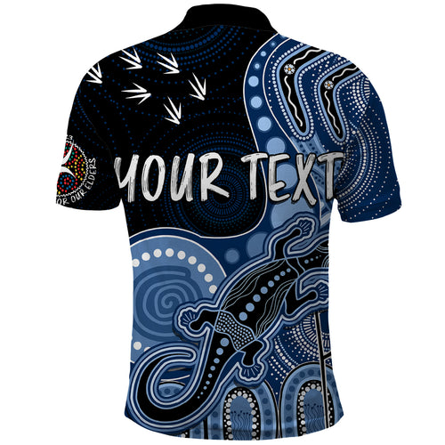 personalised-naidoc-week-2023-afl-cats-polo-shirt-aboriginal-dot-art-lizard-mix-boomerang