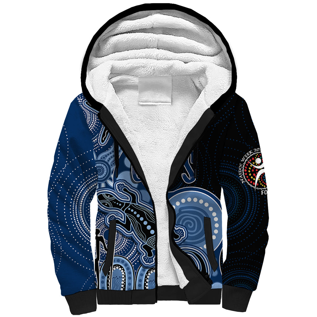 personalised-naidoc-week-2023-afl-cats-sherpa-hoodie-aboriginal-dot-art-lizard-mix-boomerang