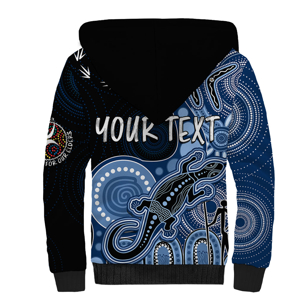personalised-naidoc-week-2023-afl-cats-sherpa-hoodie-aboriginal-dot-art-lizard-mix-boomerang