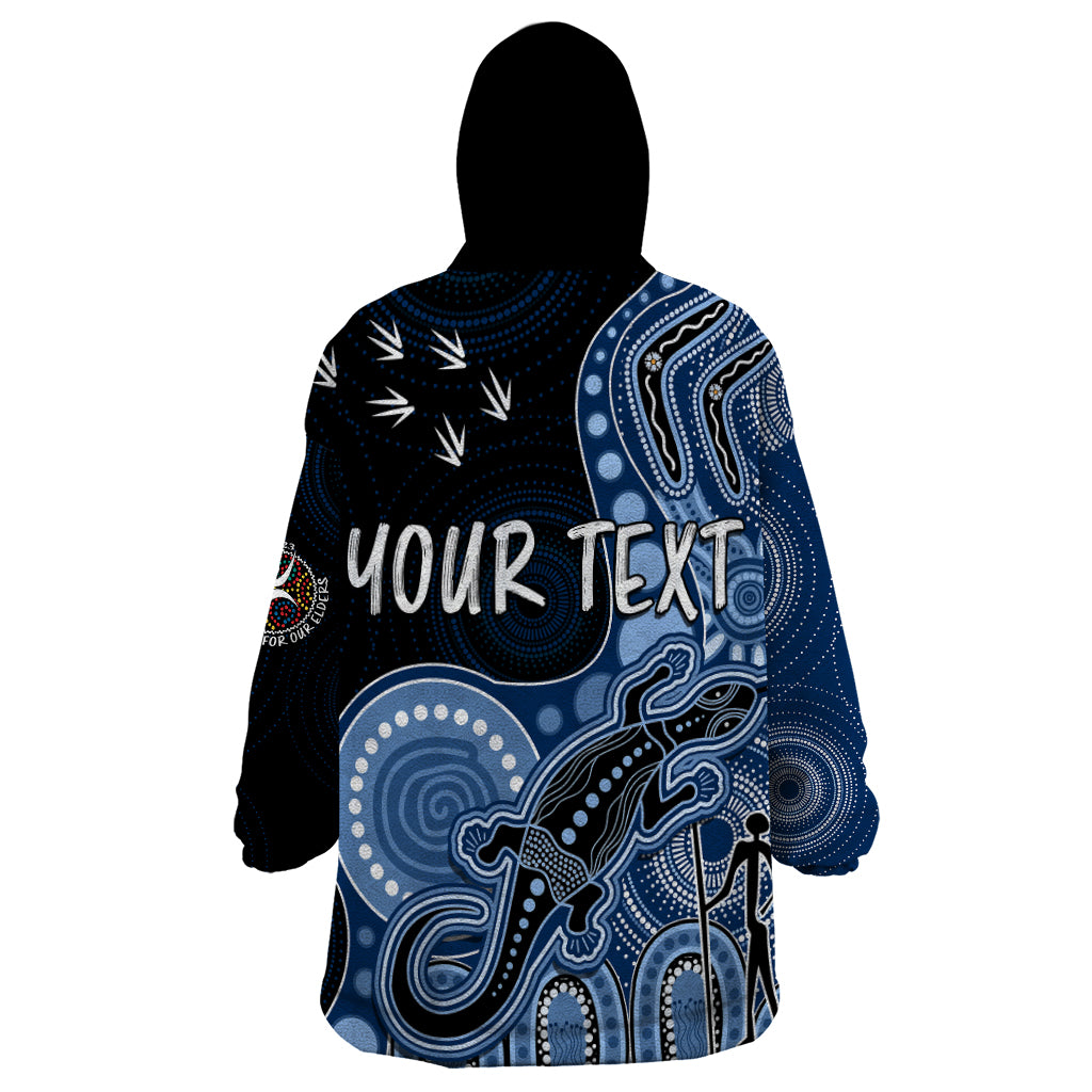 personalised-naidoc-week-2023-afl-cats-wearable-blanket-hoodie-aboriginal-dot-art-lizard-mix-boomerang