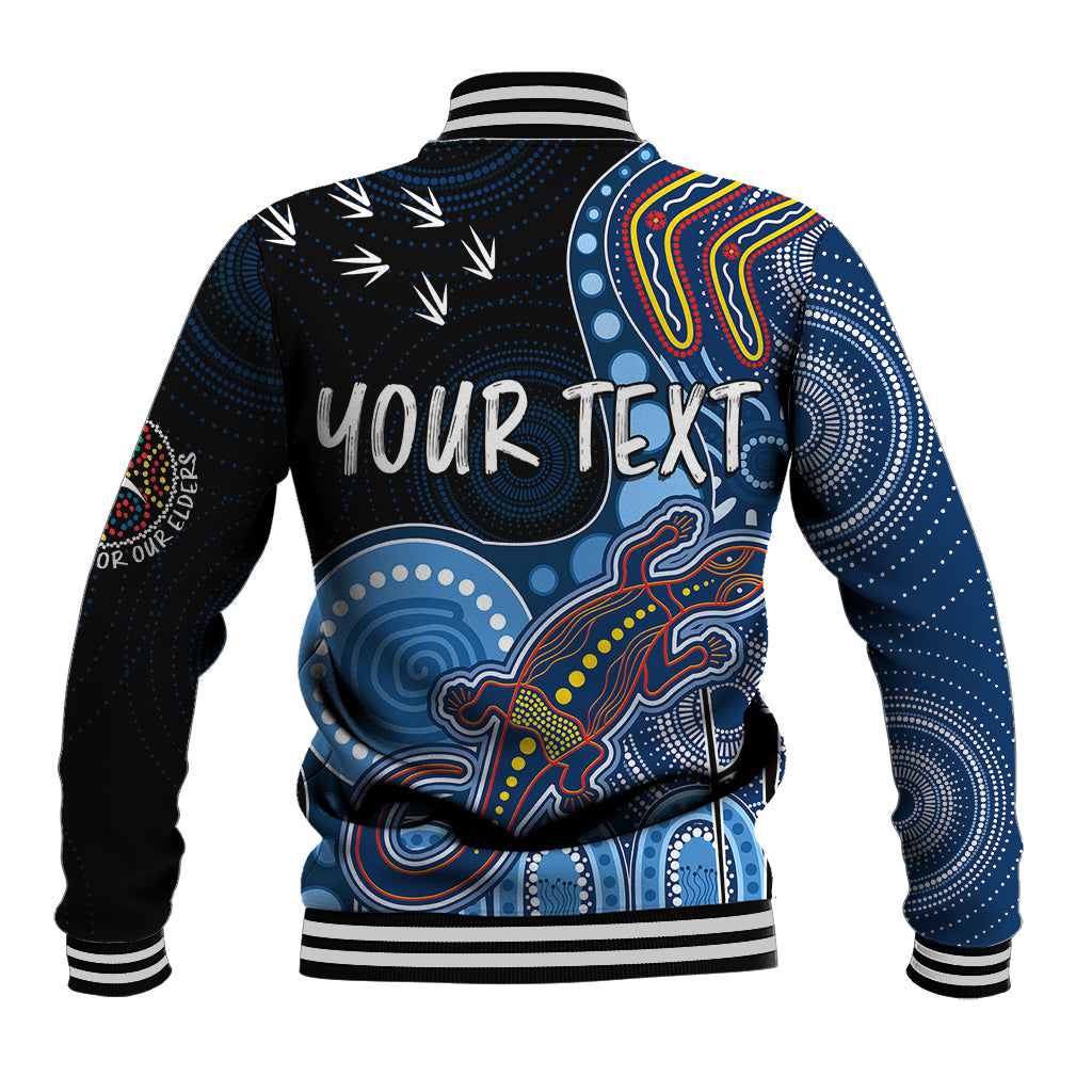 personalised-naidoc-week-2023-afl-crows-baseball-jacket-aboriginal-dot-art-lizard-mix-boomerang