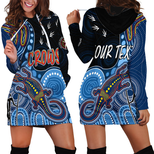 personalised-naidoc-week-2023-afl-crows-hoodie-dress-aboriginal-dot-art-lizard-mix-boomerang
