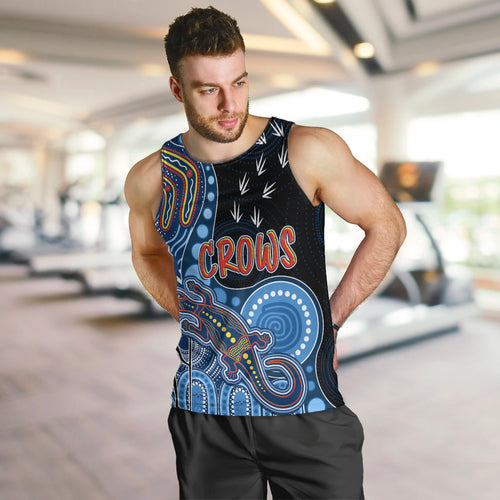 personalised-naidoc-week-2023-afl-crows-men-tank-top-aboriginal-dot-art-lizard-mix-boomerang