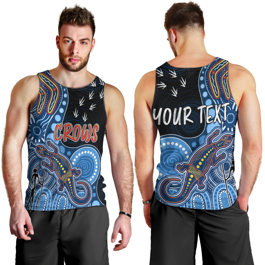 personalised-naidoc-week-2023-afl-crows-men-tank-top-aboriginal-dot-art-lizard-mix-boomerang