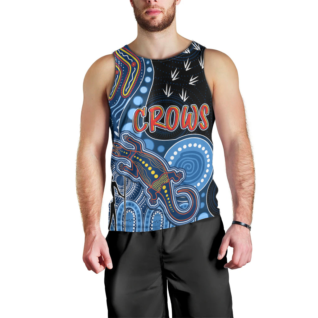 personalised-naidoc-week-2023-afl-crows-men-tank-top-aboriginal-dot-art-lizard-mix-boomerang