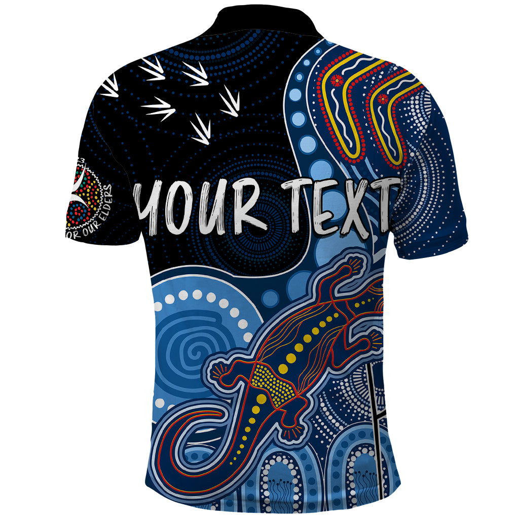 personalised-naidoc-week-2023-afl-crows-polo-shirt-aboriginal-dot-art-lizard-mix-boomerang
