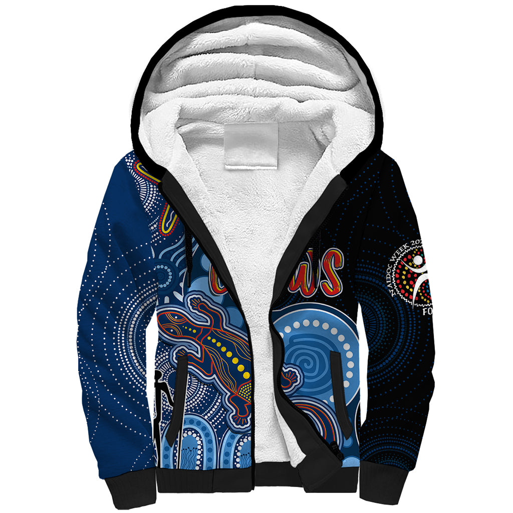 personalised-naidoc-week-2023-afl-crows-sherpa-hoodie-aboriginal-dot-art-lizard-mix-boomerang