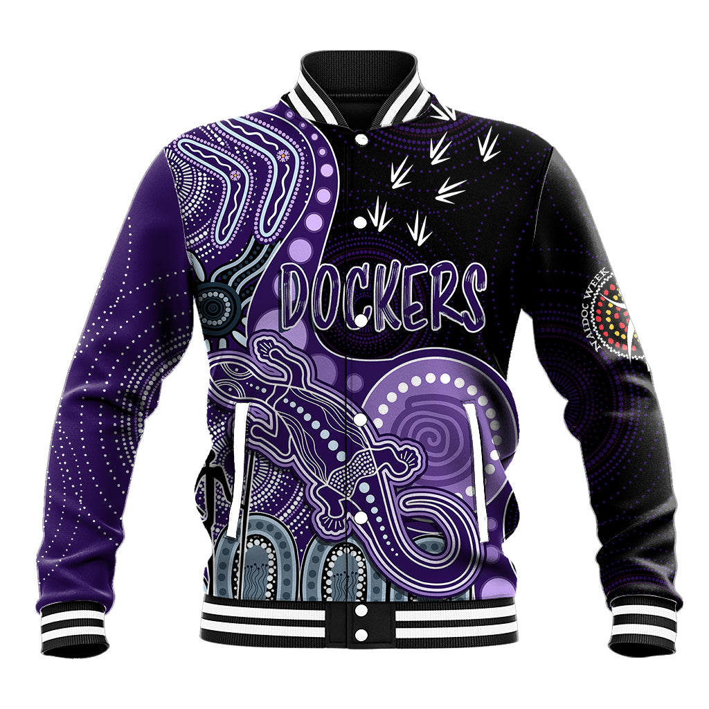 personalised-naidoc-week-2023-afl-dockers-baseball-jacket-aboriginal-dot-art-lizard-mix-boomerang