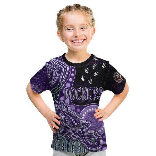 personalised-naidoc-week-2023-afl-dockers-kid-t-shirt-aboriginal-dot-art-lizard-mix-boomerang