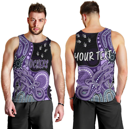 personalised-naidoc-week-2023-afl-dockers-men-tank-top-aboriginal-dot-art-lizard-mix-boomerang