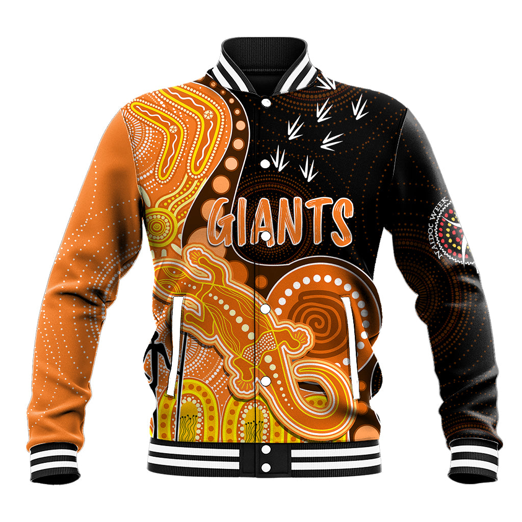 personalised-naidoc-week-2023-afl-giants-baseball-jacket-aboriginal-dot-art-lizard-mix-boomerang