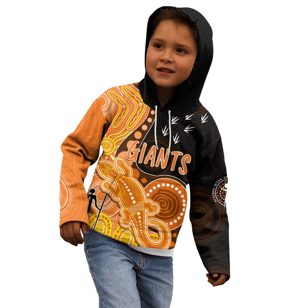 personalised-naidoc-week-2023-afl-giants-kid-hoodie-aboriginal-dot-art-lizard-mix-boomerang