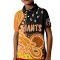personalised-naidoc-week-2023-afl-giants-kid-polo-shirt-aboriginal-dot-art-lizard-mix-boomerang