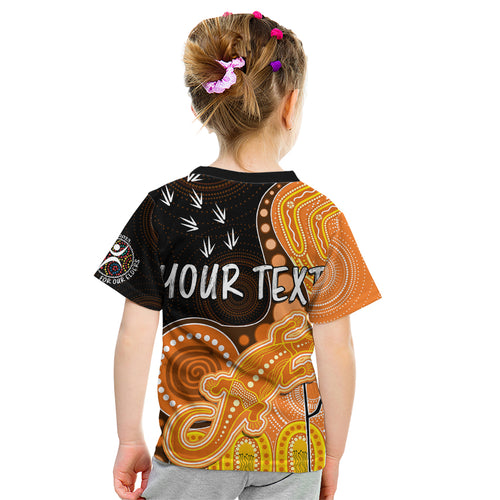 personalised-naidoc-week-2023-afl-giants-kid-t-shirt-aboriginal-dot-art-lizard-mix-boomerang