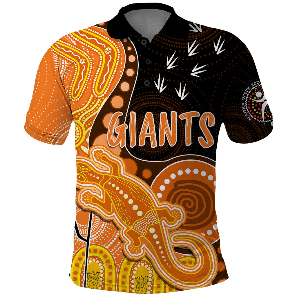 personalised-naidoc-week-2023-afl-giants-polo-shirt-aboriginal-dot-art-lizard-mix-boomerang
