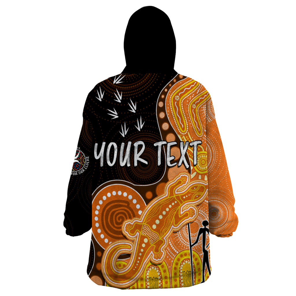 personalised-naidoc-week-2023-afl-giants-wearable-blanket-hoodie-aboriginal-dot-art-lizard-mix-boomerang
